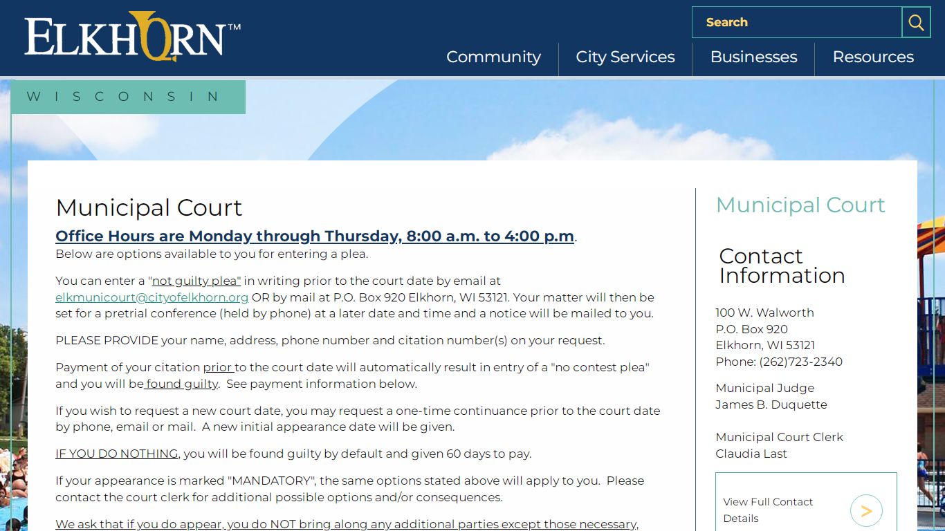 Municipal Court | Elkhorn Wisconsin